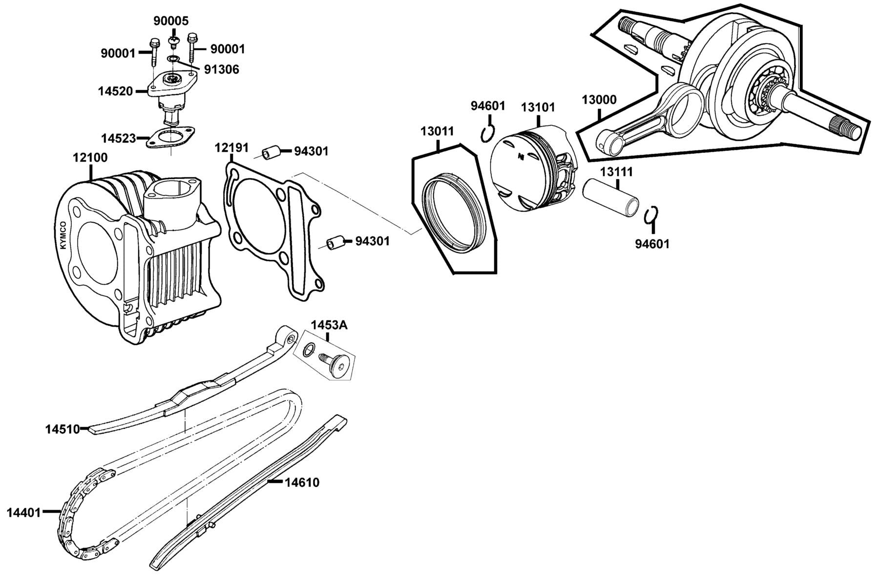 Clip Piston Pin 15MM — 94601-15000 — KYMCO exploded-view diagram