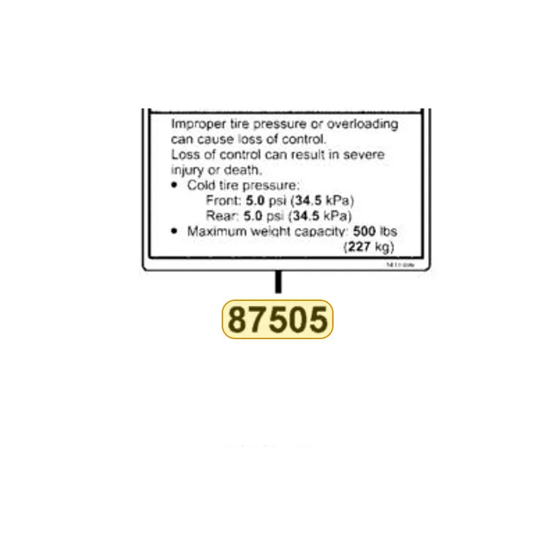 KYMCO Warning Label Tire 87505-PWB1-M31-T01, part location on the factory exploded-view diagram