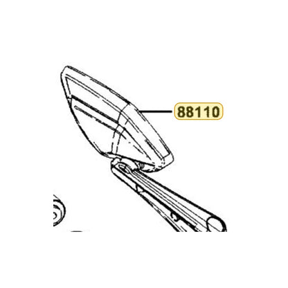 KYMCO Right Back Mirror Assembly 88110-BAA7-M30, part location on the factory exploded-view diagram