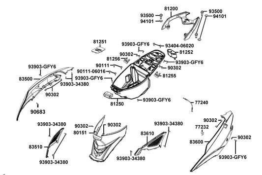 Washer — 94101-LGB5-E10 — KYMCO exploded-view diagram