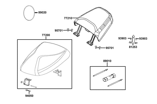 Seat Assy Back — 77210-LGB5-E10-T01 — KYMCO exploded-view diagram