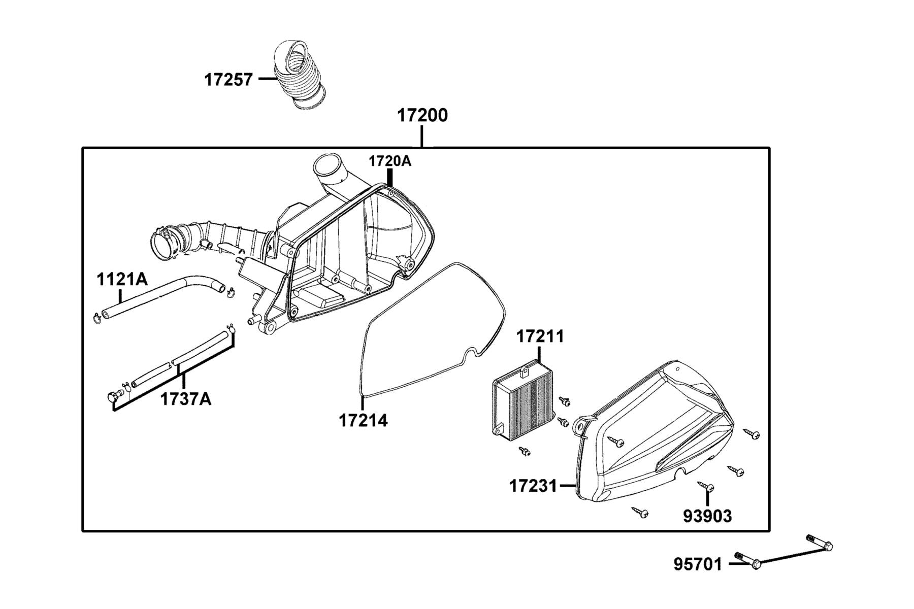 V Tube Assy — 1737A-KUDU-C00 — KYMCO exploded-view diagram