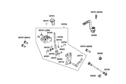 KYMCO Kick Starter Arm exploded-view diagram, MONGOOSE 90