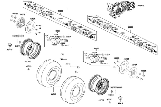 Tire Assy FR(25X8.00-12 6P Tl) — 44710-ZWA2-M01 — KYMCO exploded-view diagram