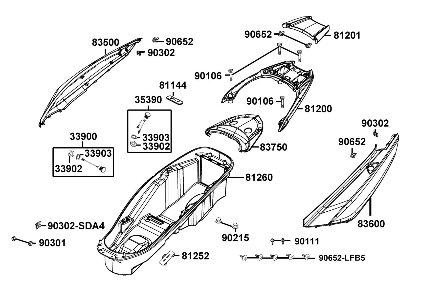Nut Spring 5MM — 90302-LKB9-C00 — KYMCO exploded-view diagram