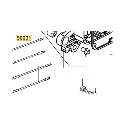 KYMCO Stud Bolt A 7*168 90031-KGBG-910, part location on the factory exploded-view diagram
