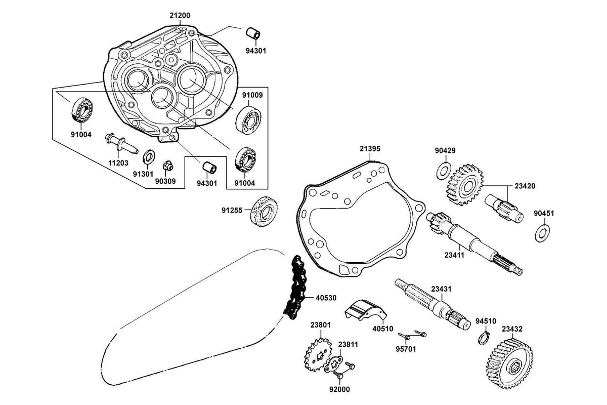 KYMCO Transmission exploded-view diagram, MONGOOSE 90