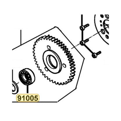 KYMCO Radial Bearing 6005-2Nkg 91005-KNBN-901, part location on the factory exploded-view diagram