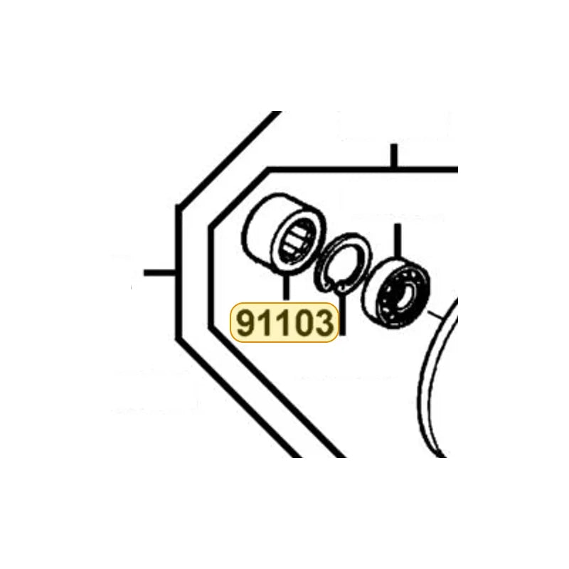 KYMCO Needle 17*25*18 Ws Bearing 91103-GAR1-00A, part location on the factory exploded-view diagram