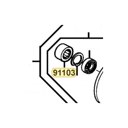 KYMCO Needle 17*25*18 Ws Bearing 91103-GAR1-00A, part location on the factory exploded-view diagram