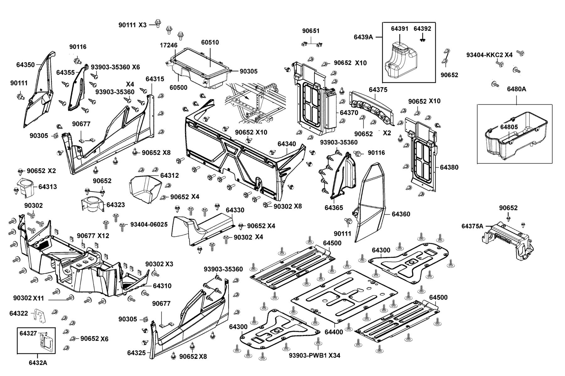 Shield Heat (black) — 64375-ZWA2-M00-N1R — KYMCO exploded-view diagram