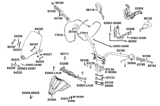 "nut,clip 6MM" — 90305-LBA2-C00 — KYMCO exploded-view diagram
