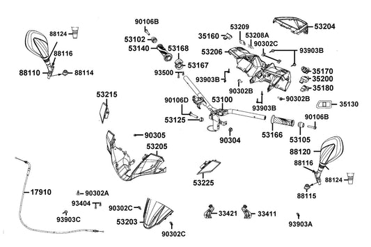 Nut U 10MM(C) — 90304-PUA3-B50 — KYMCO exploded-view diagram