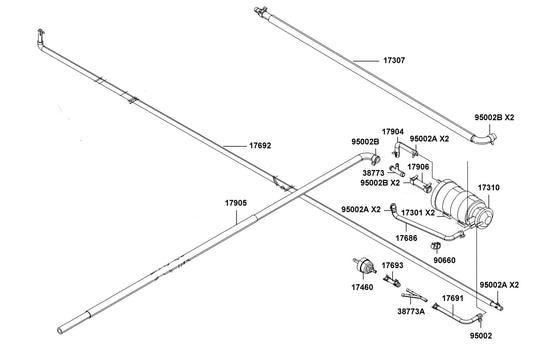 Clamp D8 Tube — 95002-40800-08 — KYMCO exploded-view diagram