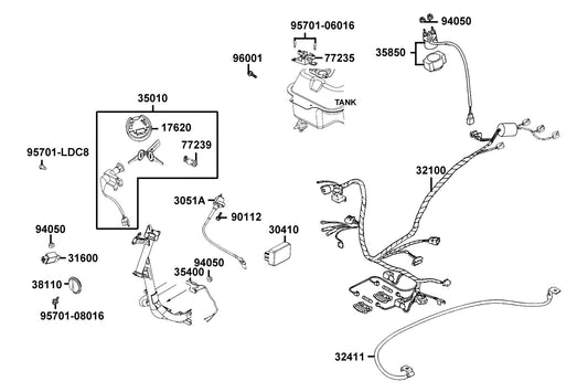 Seat Catch Comp — 77235-KGC4-C00 — KYMCO exploded-view diagram