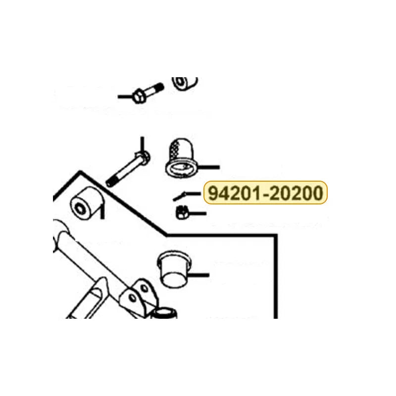 KYMCO Split Pin 2*20 94201-20200, part location on the factory exploded-view diagram