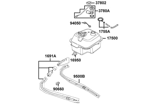 Tank Comp Fuel — 17500-LCB9-C10 — KYMCO exploded-view diagram