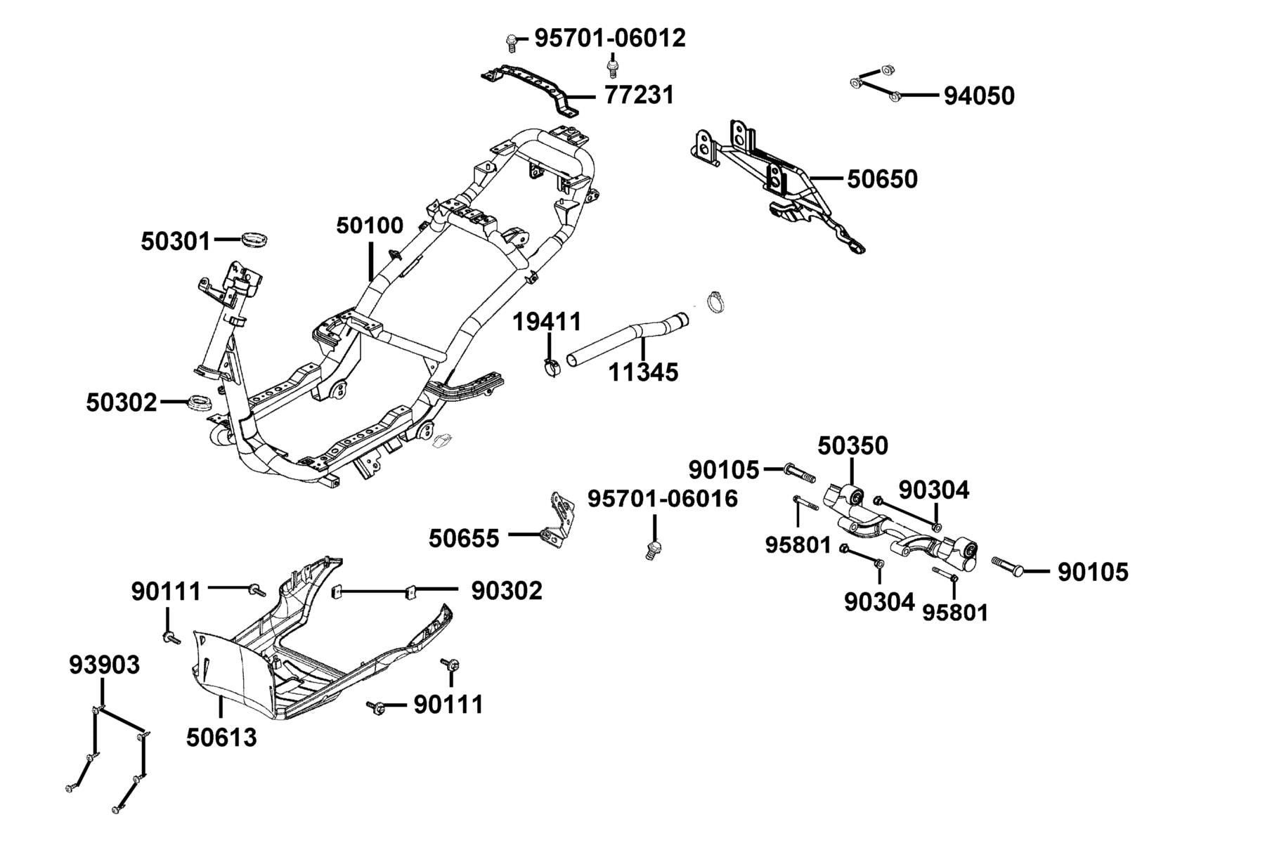 Body Comp Frame — 50100-ADA9-M30 — KYMCO exploded-view diagram