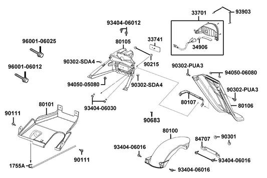 Nut Spring 4MM — 90302-SDA4-C01 — KYMCO exploded-view diagram