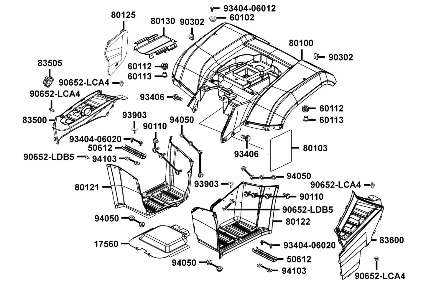 Footpeg — 50612-PWB1-900 — KYMCO exploded-view diagram