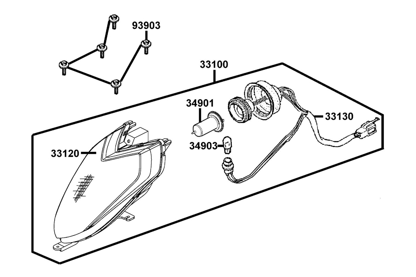 Light Assy Head — 33100-LDF3-E00 — KYMCO exploded-view diagram