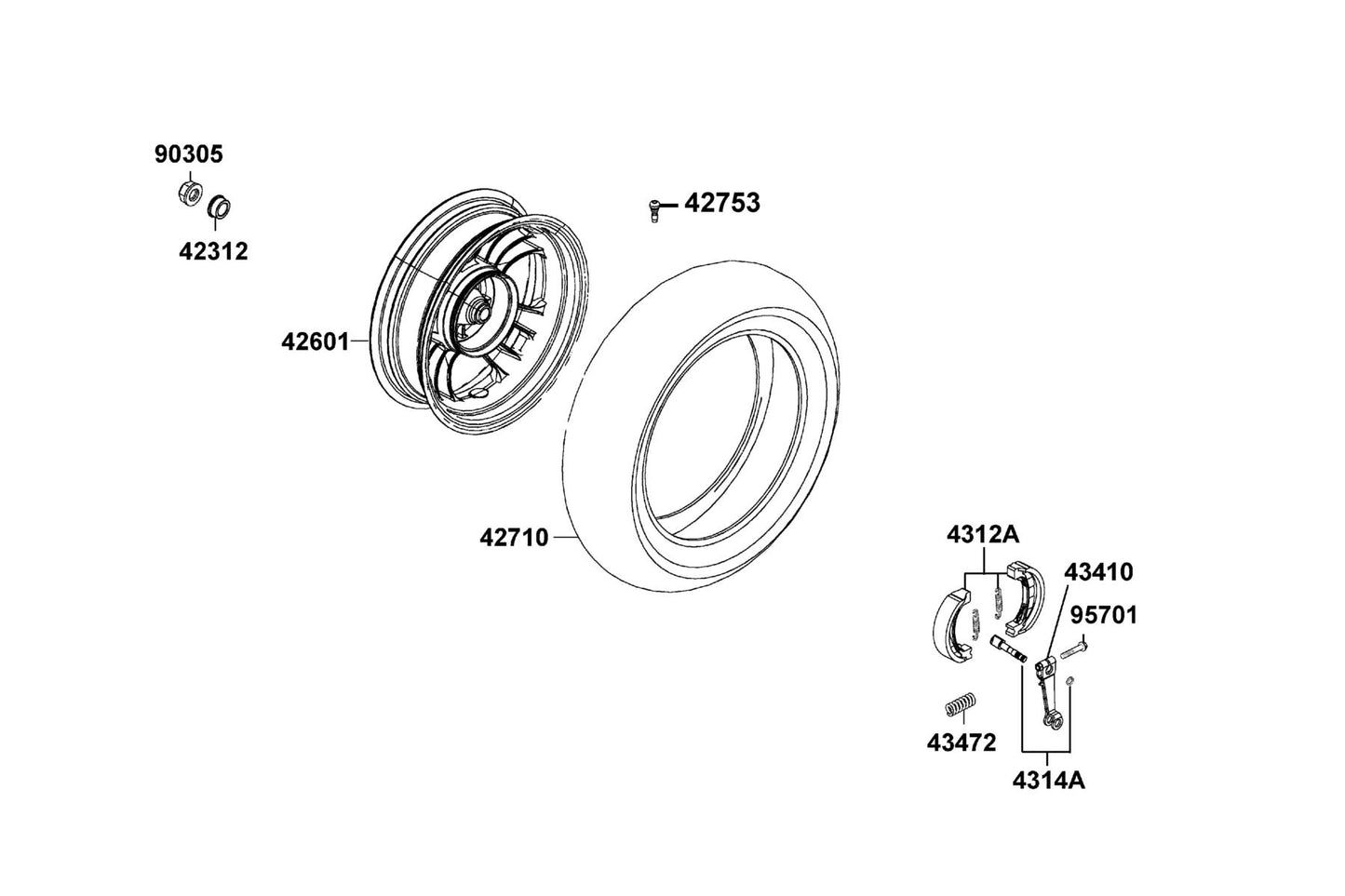 Clollar Rr Axle Side — 42312-KHB4-C00 — KYMCO exploded-view diagram