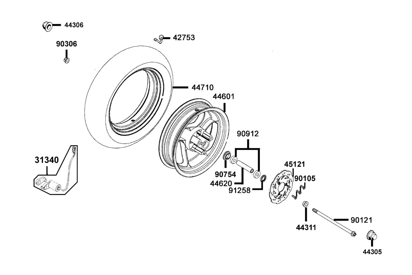Seal Spdmt Gear Box — 91258-KAM1-C00 — KYMCO exploded-view diagram