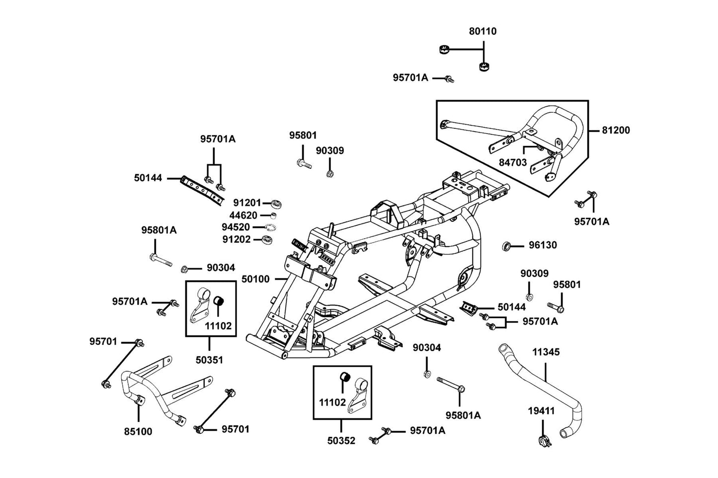 Brkt Front Cover — 50144-ABC9-M00 — KYMCO exploded-view diagram
