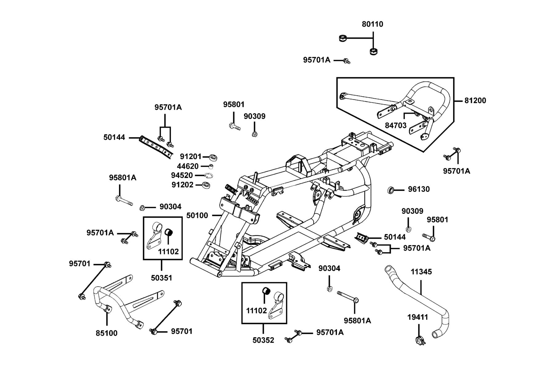 Brkt Front Cover — 50144-ABC9-M00 — KYMCO exploded-view diagram