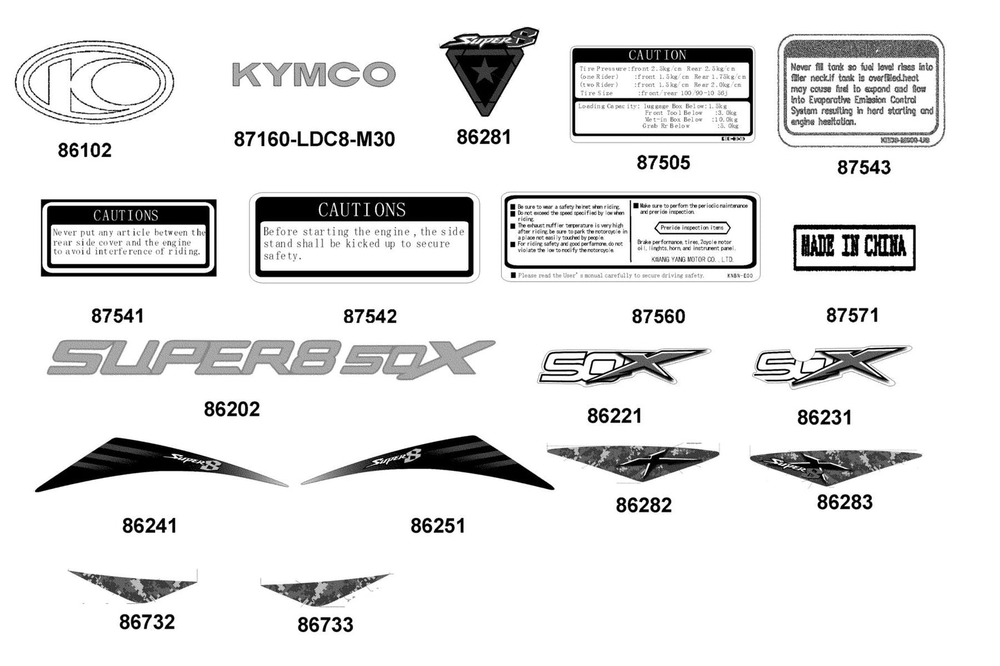 Stripe R Fr Mold — 86282-ADB1-M30-T02 — KYMCO exploded-view diagram