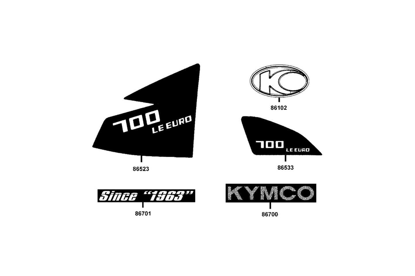 Stripe R Fender Fr — 86533-AGA9-M31-T02 — KYMCO exploded-view diagram
