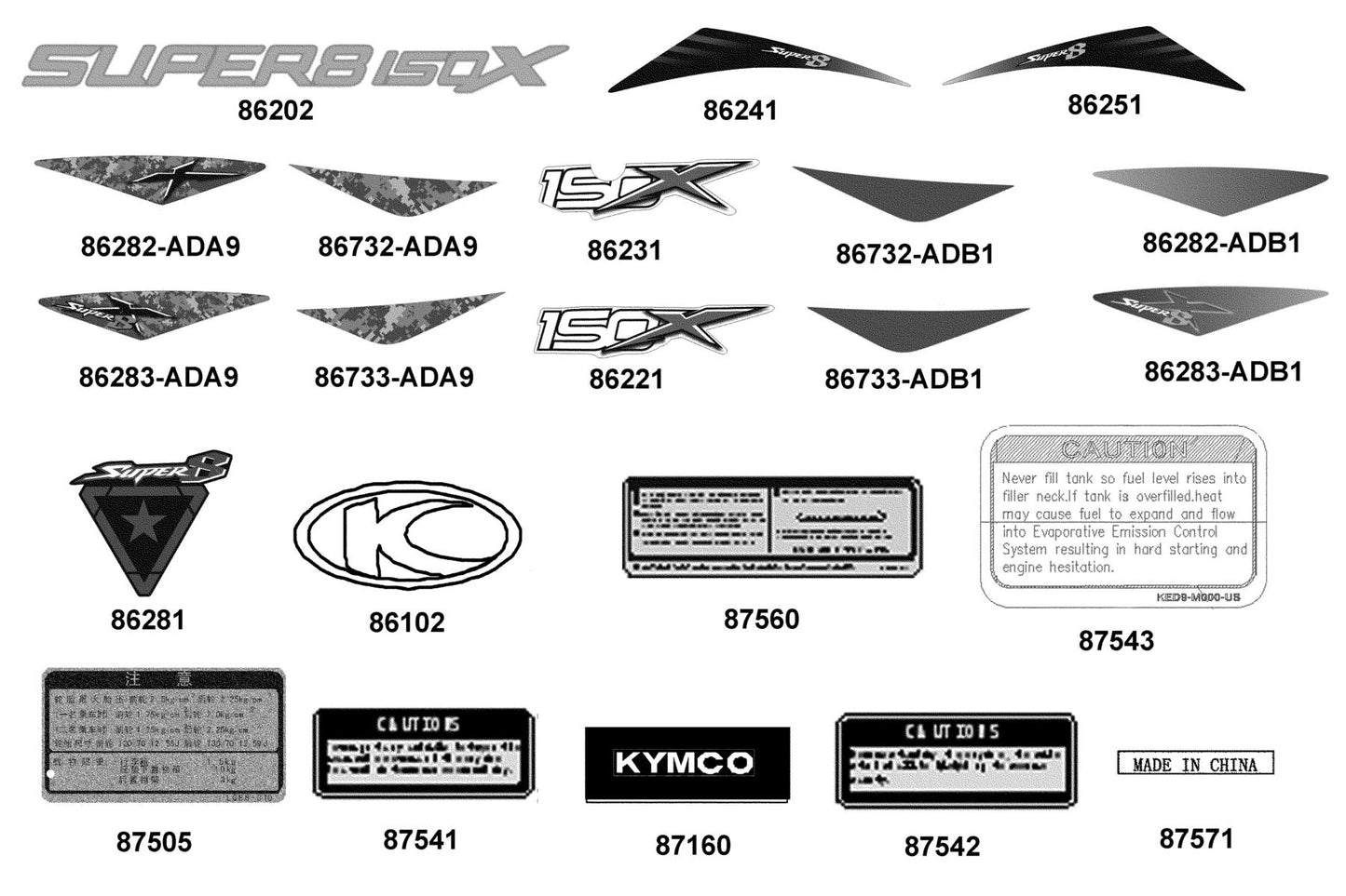 Stripe R Fr Mold — 86282-ADB1-M30-T02 — KYMCO exploded-view diagram