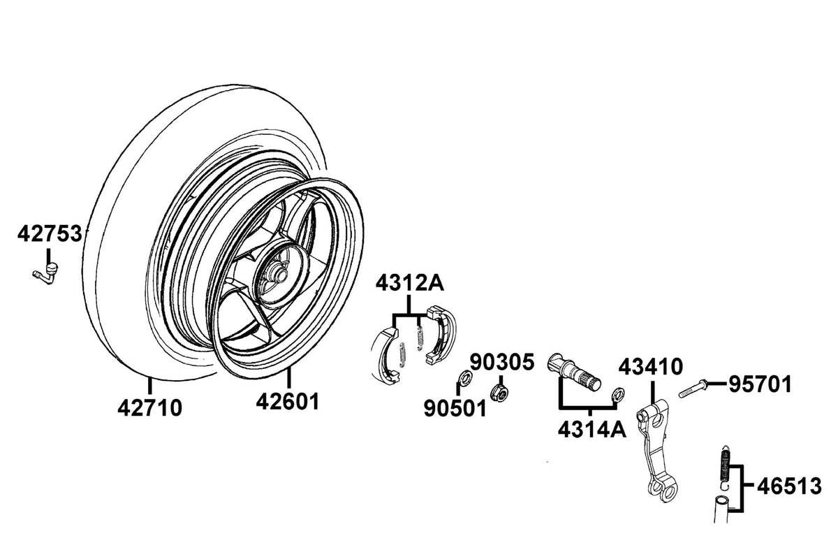 KYMCO Rear Wheel exploded-view diagram, Agility 125