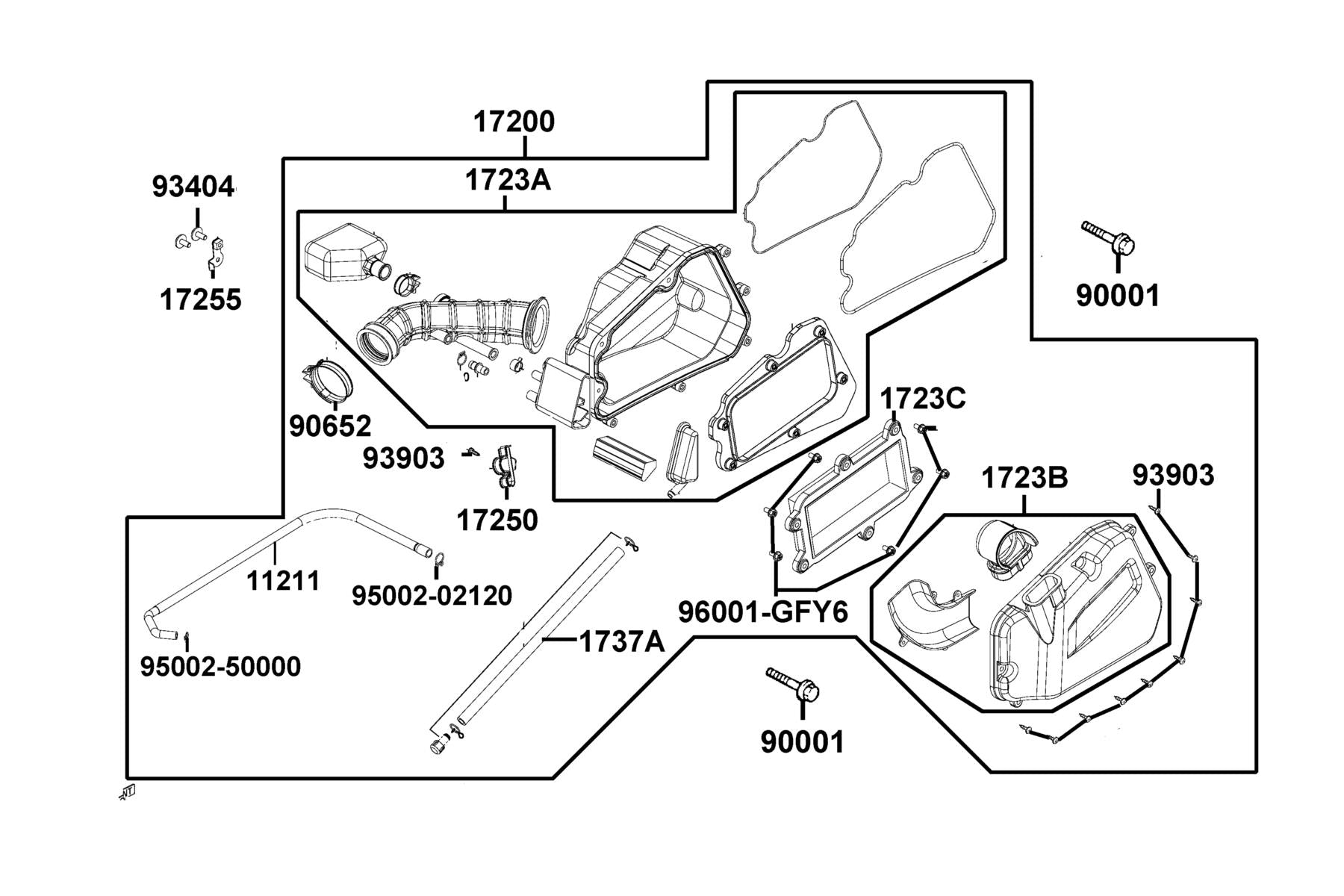 Clip B12 Tube — 95002-02120 — KYMCO exploded-view diagram