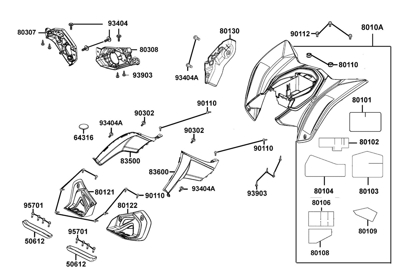 Cover Lh Tail Light (black) — 80308-AHA9-E00-N1R — KYMCO exploded-view diagram