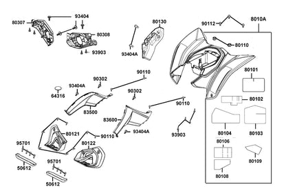 Cover Lh Tail Light (black) — 80308-AHA9-E00-N1R — KYMCO exploded-view diagram