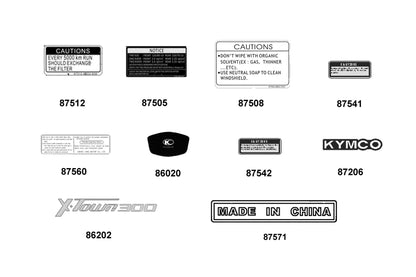 KYMCO Emblem and Stripe exploded-view diagram, X-Town 300i ABS