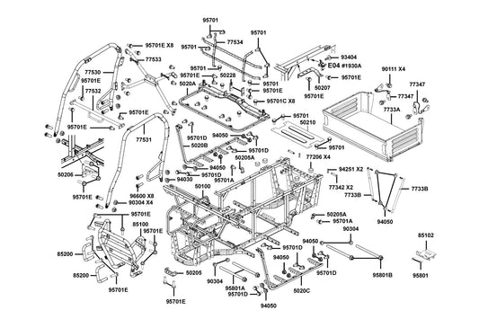 Cross Pipe Comp. Roof — 77532-ALE8-E00-MAS — KYMCO exploded-view diagram
