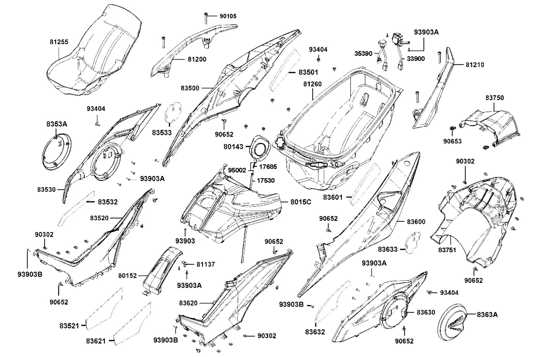 Sensor Luggage Box Light — 35390-LHG7-E00 — KYMCO exploded-view diagram