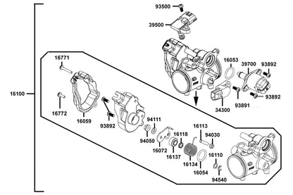 KYMCO Throttle Body Assy exploded-view diagram, UXV 450