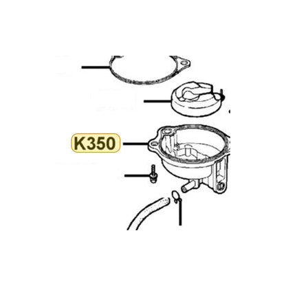 KYMCO Chamber Body Float Assembly K350-MKA-0300, part location on the factory exploded-view diagram