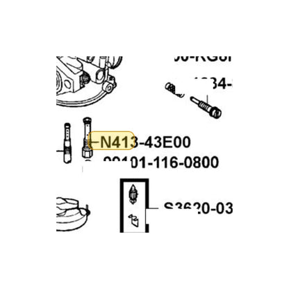 KYMCO Needle Jet Holder N413-43E00, part location on the factory exploded-view diagram