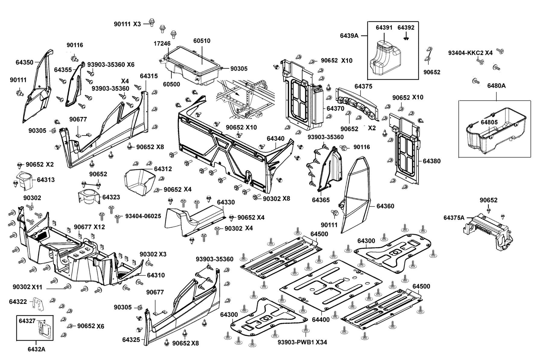 Shield Heat (black) — 64375-ZWA2-M00-N1R — KYMCO exploded-view diagram