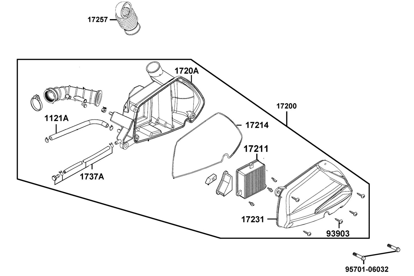 V Tube Assy — 1737A-KUDU-C00 — KYMCO exploded-view diagram