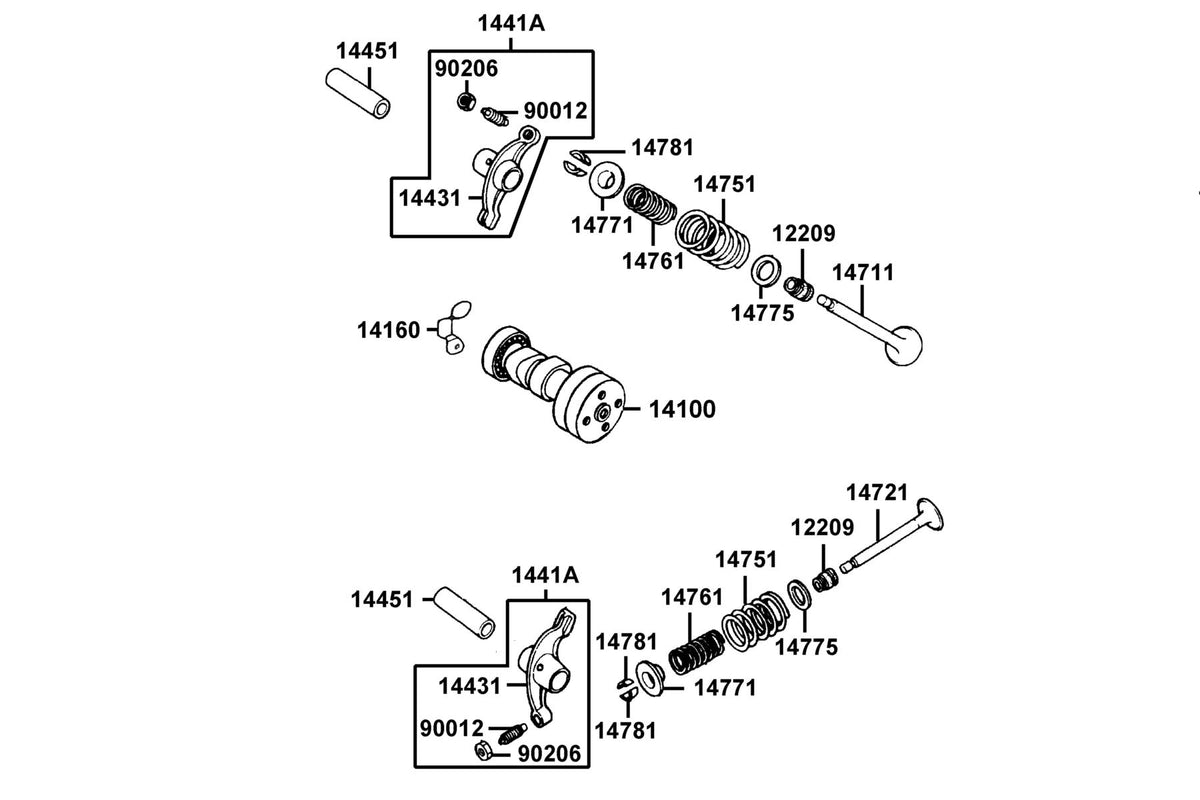KYMCO Valve and Cam Shaft exploded-view diagram, K-Pipe 125