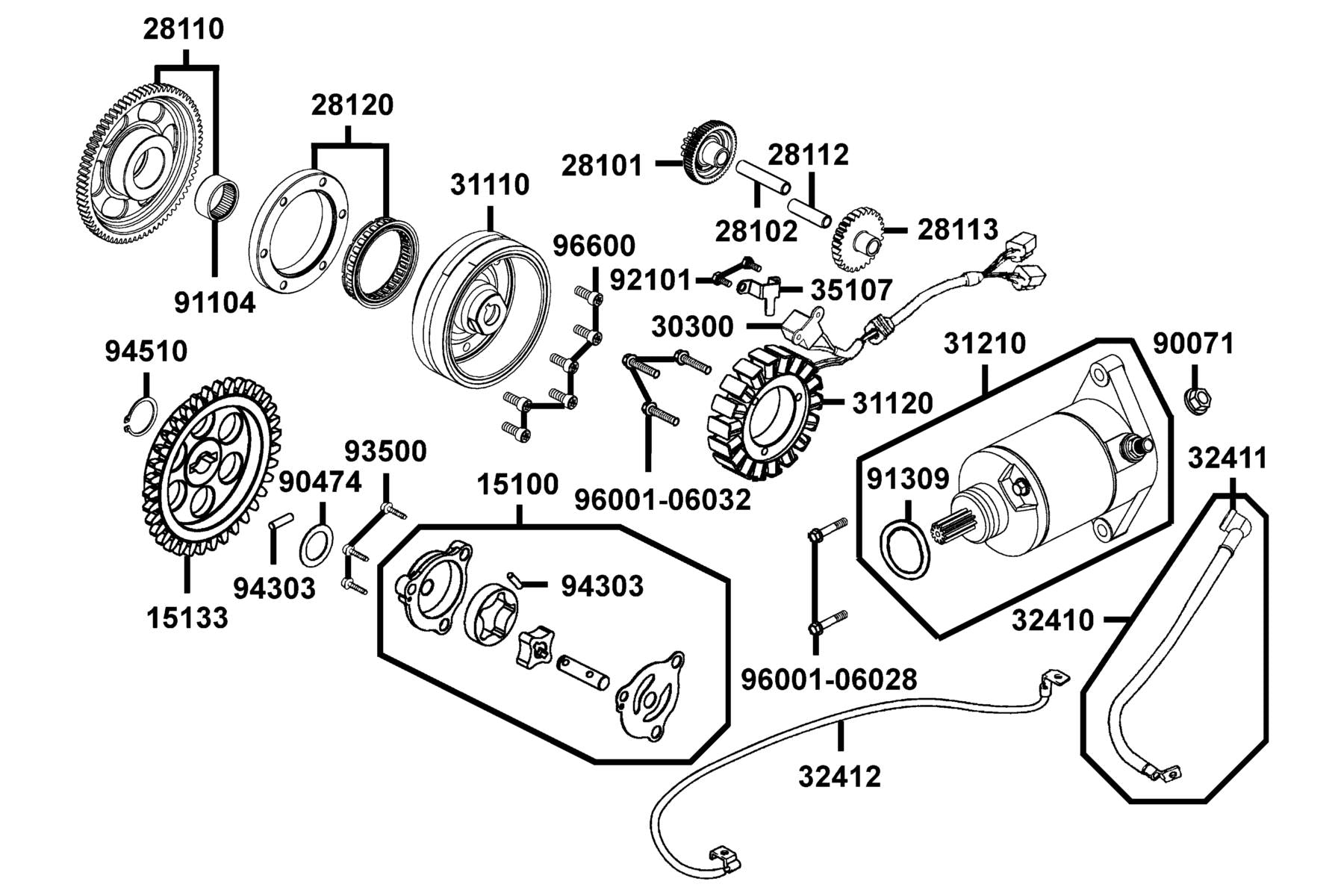 Brg Needle 31*39*18 — 91104-ZXA6-M01 — KYMCO exploded-view diagram