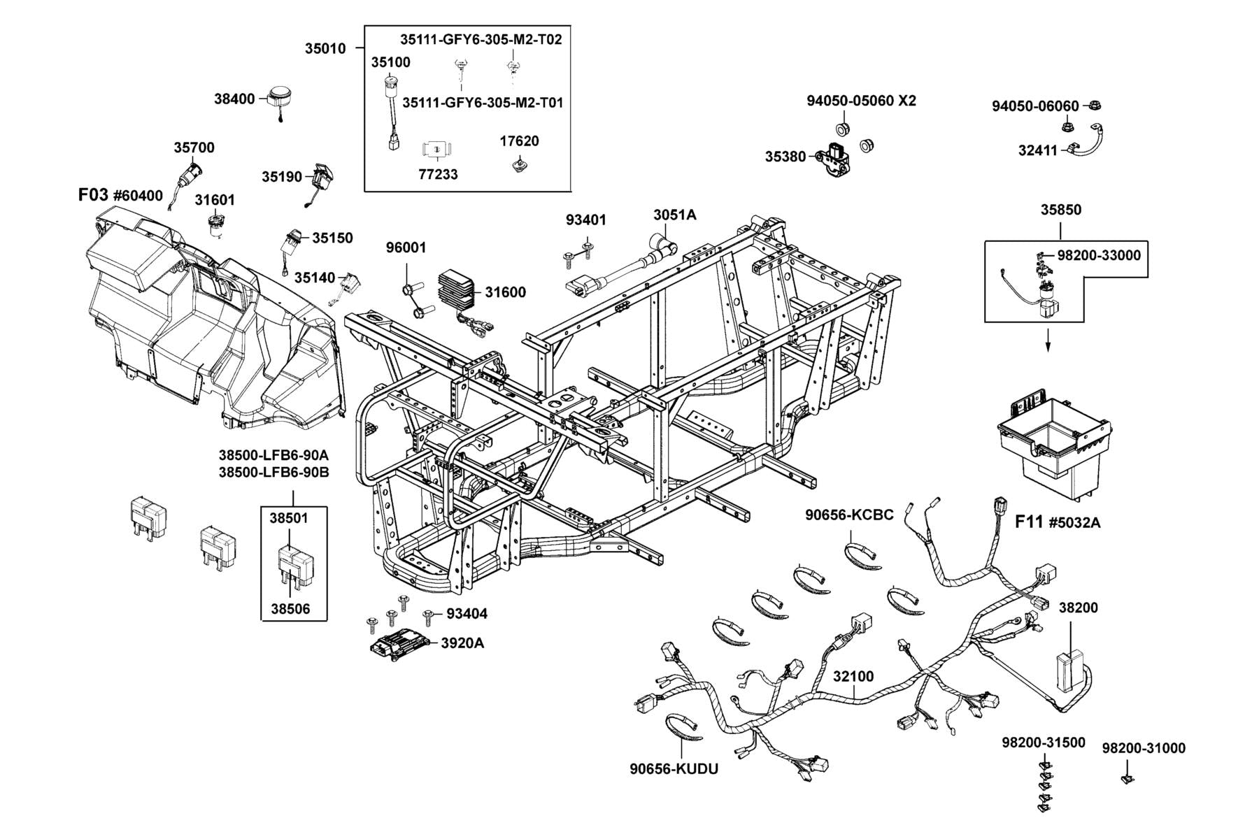 Cable Bat — 32411-ALE8-E00 — KYMCO exploded-view diagram