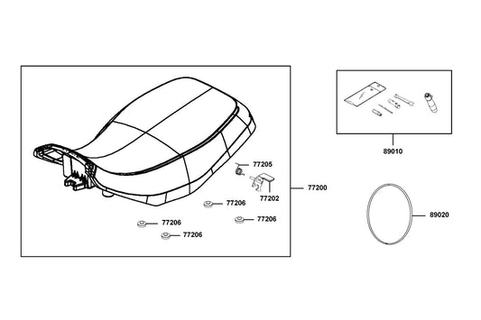 Spring Latch — 77205-PWB1-900 — KYMCO exploded-view diagram