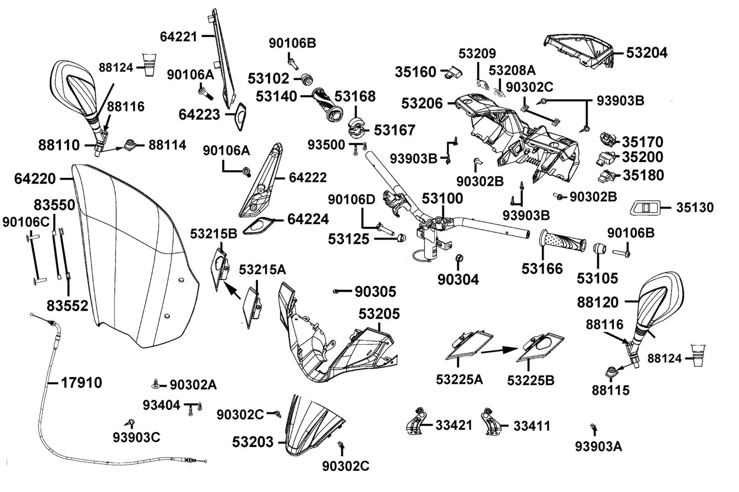 Nut U 10MM(C) — 90304-PUA3-B50 — KYMCO exploded-view diagram