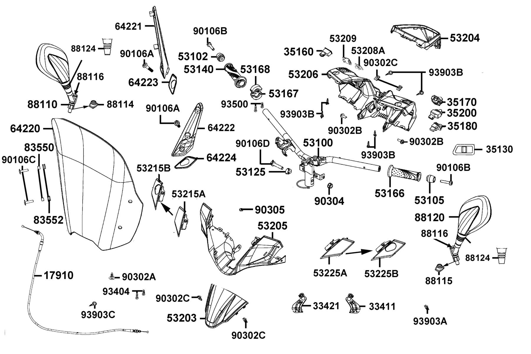 Nut U 10MM(C) — 90304-PUA3-B50 — KYMCO exploded-view diagram